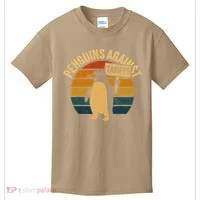 Penguins Against Tariffs Retro Funny Protest Kids T-Shirt thumb 0