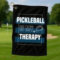 Pickleball As Therapy Hobby Sports Dinking Gift Golf Towel thumb 1