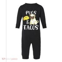 Pugs And Tacos Funny Pug And Tacos Gift Funny Dog Lover Infant Fleece One Piece thumb 0