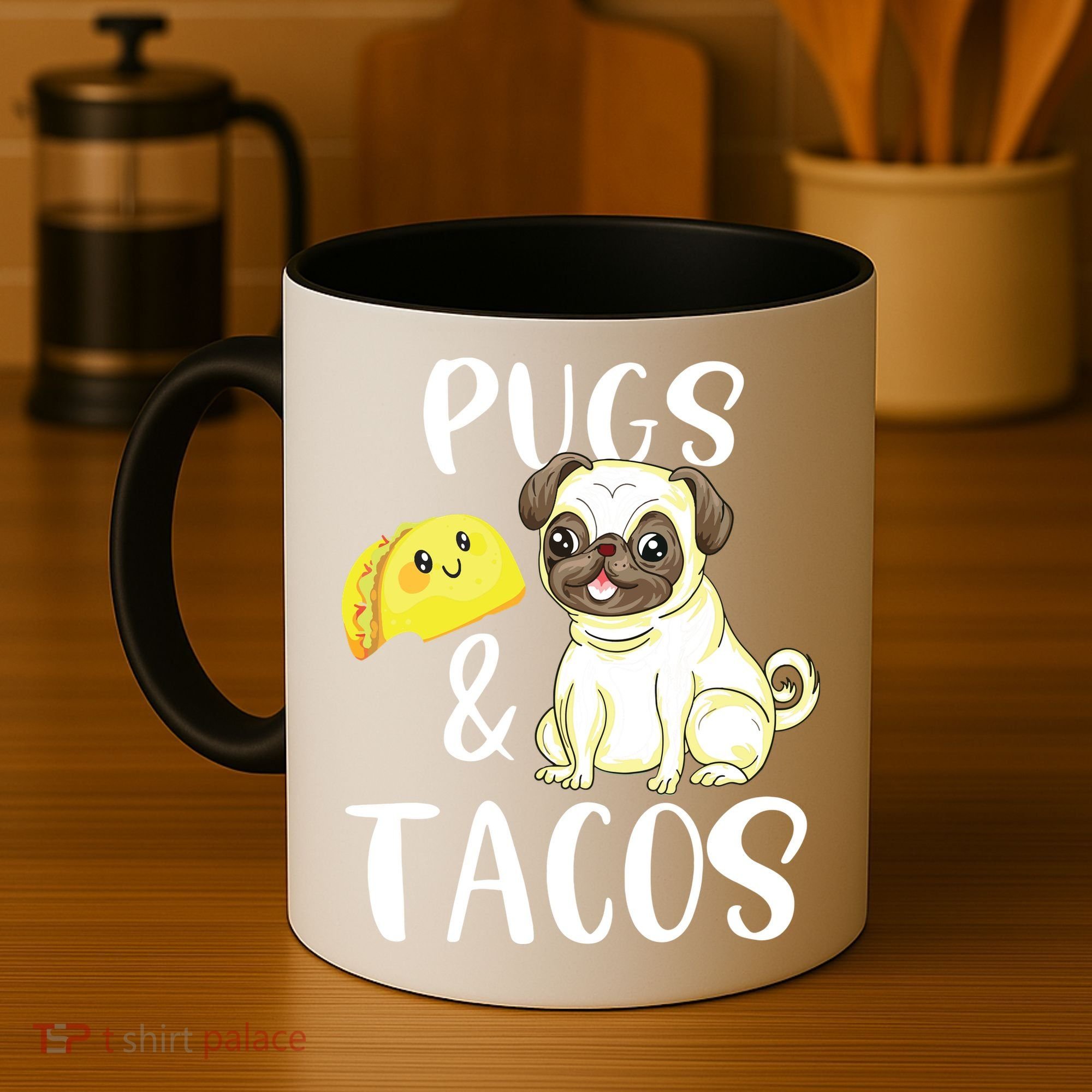 Pugs And Tacos Funny Pug And Tacos Gift Funny Dog Lover Coffee Mug