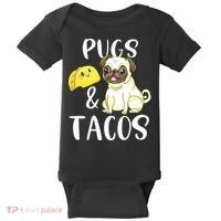 Pugs And Tacos Funny Pug And Tacos Gift Funny Dog Lover Baby Bodysuit thumb 0