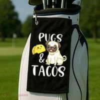Pugs And Tacos Funny Pug And Tacos Gift Funny Dog Lover Golf Towel thumb 2