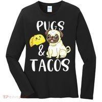 Pugs And Tacos Funny Pug And Tacos Gift Funny Dog Lover Women's Long Sleeve Shirt thumb 0