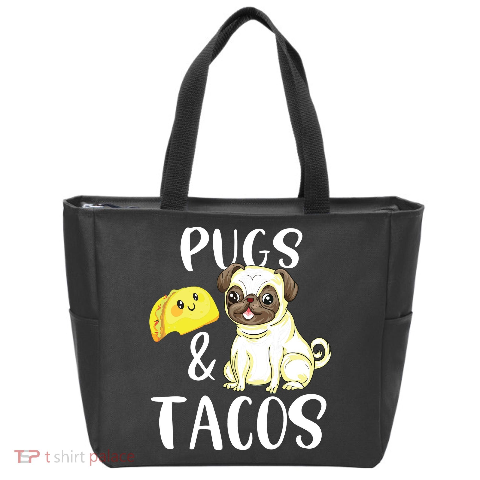 Pugs And Tacos Funny Pug And Tacos Gift Funny Dog Lover Tote Bag