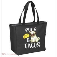 Pugs And Tacos Funny Pug And Tacos Gift Funny Dog Lover Tote Bag thumb 2