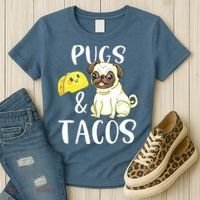 Pugs And Tacos Funny Pug And Tacos Gift Funny Dog Lover Women's T-Shirt thumb 3