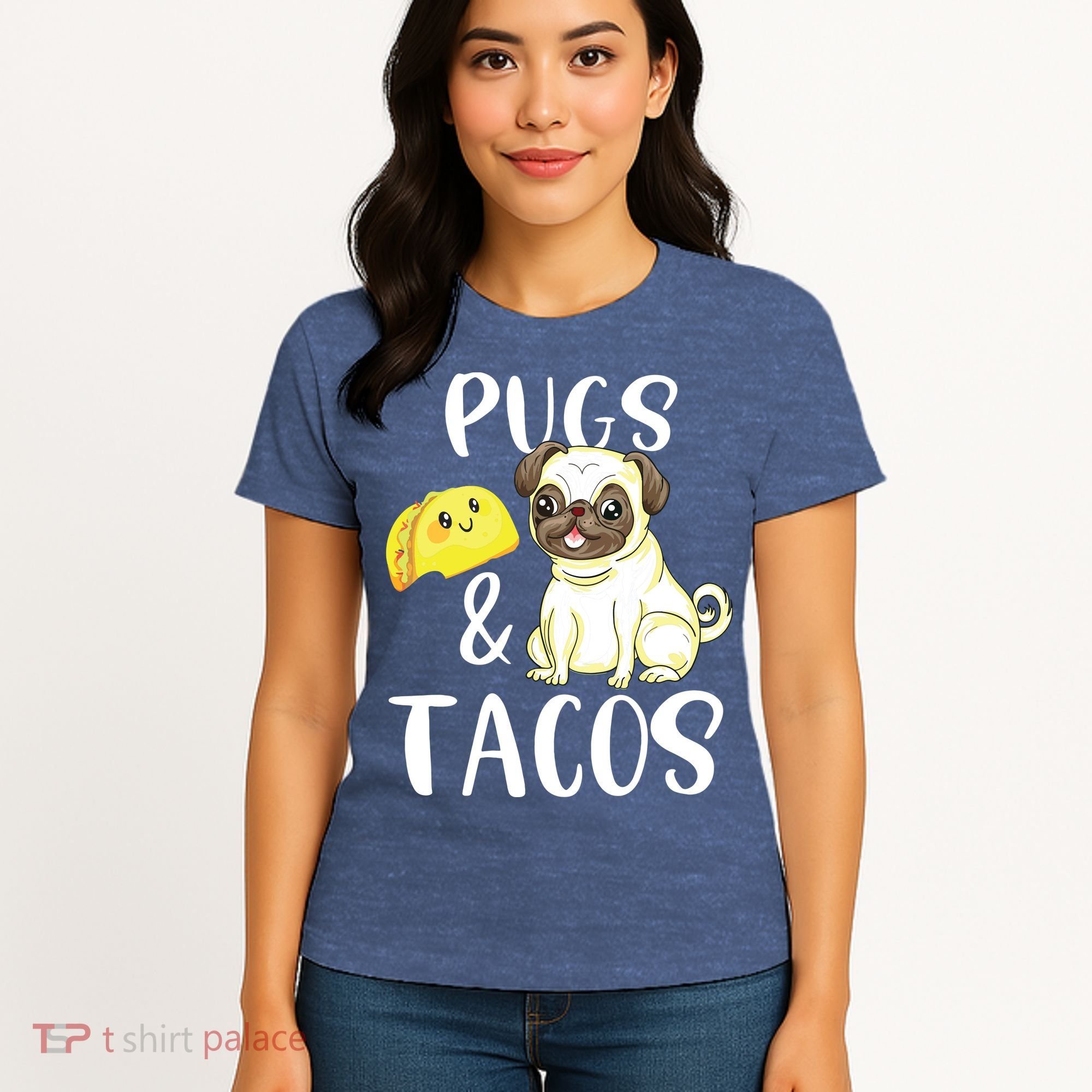 Pugs And Tacos Funny Pug And Tacos Gift Funny Dog Lover Women's T-Shirt