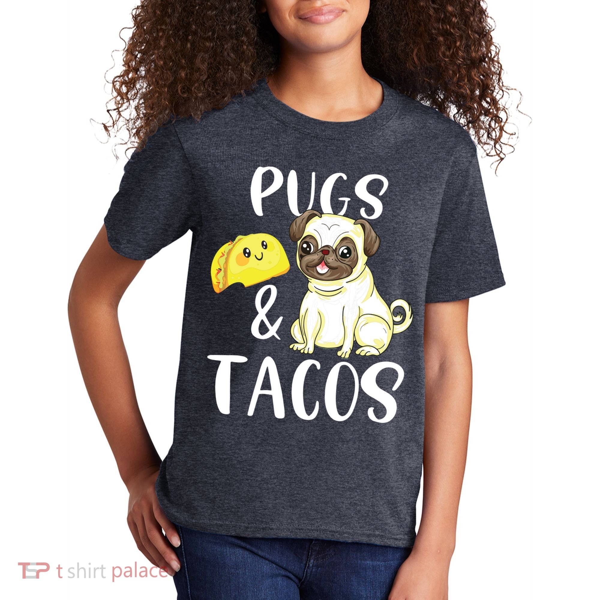 Pugs And Tacos Funny Pug And Tacos Gift Funny Dog Lover Kids T-Shirt