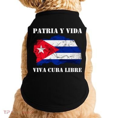 Patria Y Vida Viva Cuba Libre Distressed Cuban Flag Doggie Tank