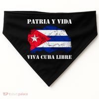 Patria Y Vida Viva Cuba Libre Distressed Cuban Flag USA-Made Doggie Bandana thumb 0