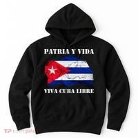 Patria Y Vida Viva Cuba Libre Distressed Cuban Flag Hoodie thumb 0