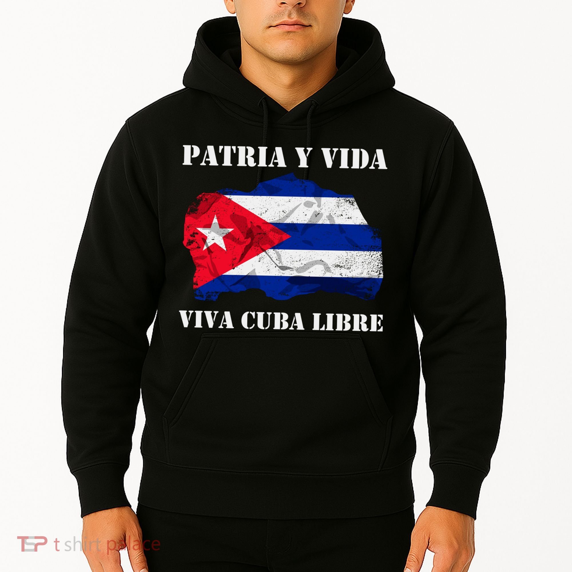 Patria Y Vida Viva Cuba Libre Distressed Cuban Flag Hoodie