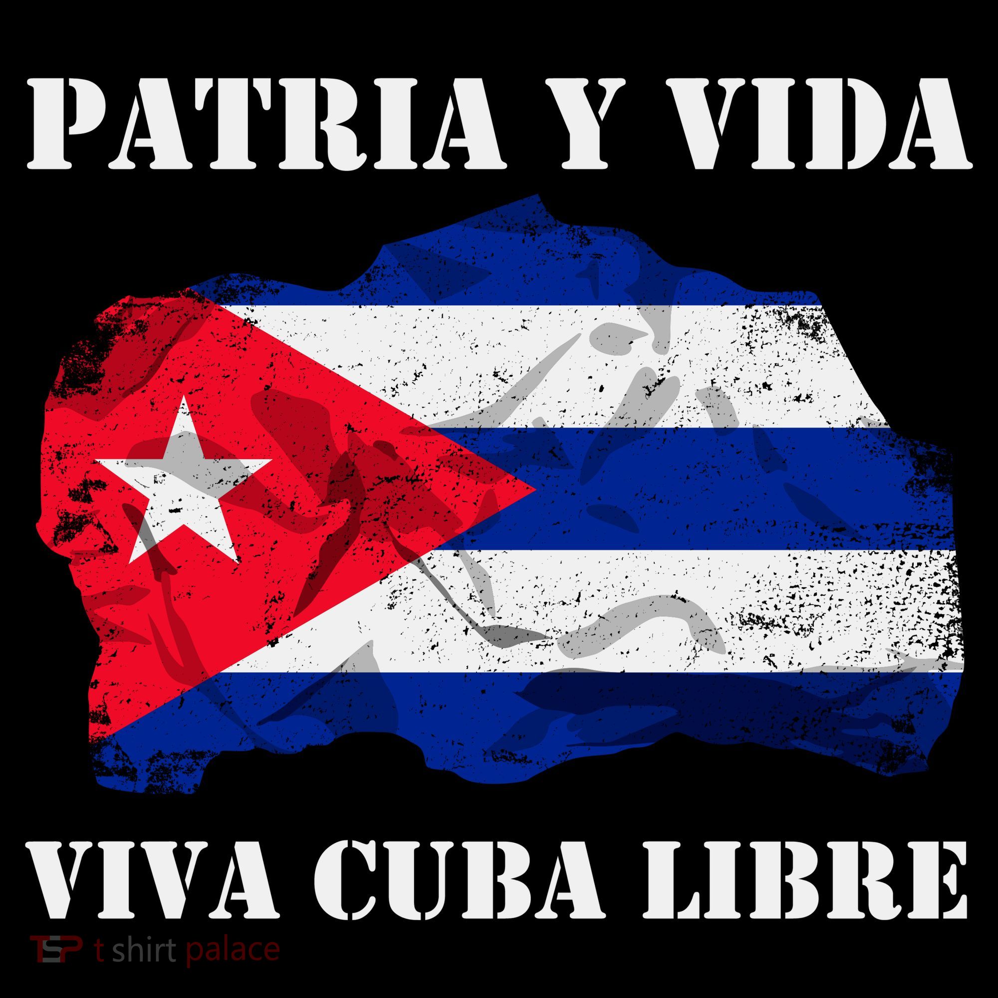 Patria Y Vida Viva Cuba Libre Distressed Cuban Flag Long Sleeve Shirt