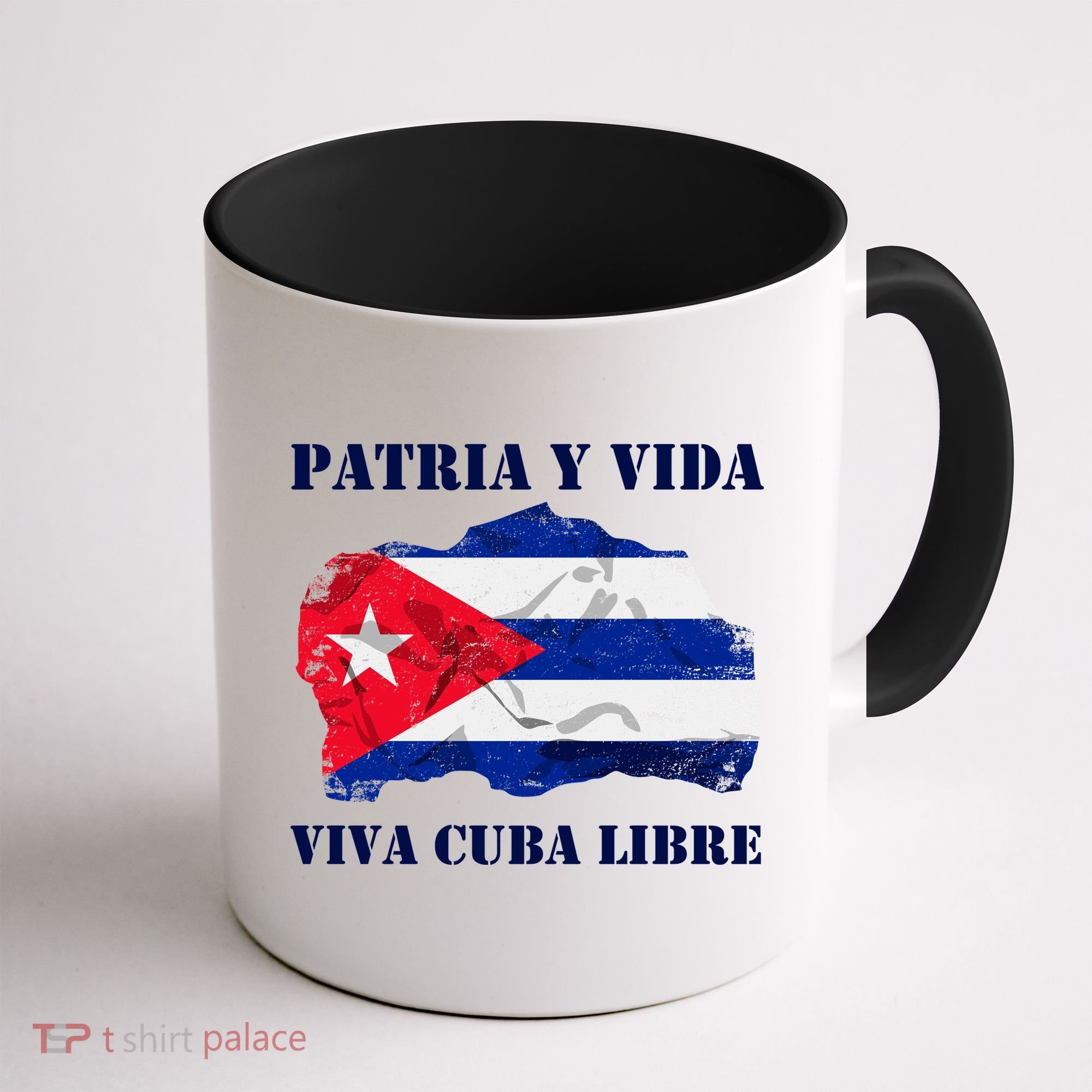 Patria Y Vida Viva Cuba Libre Distressed Cuban Flag Coffee Mug