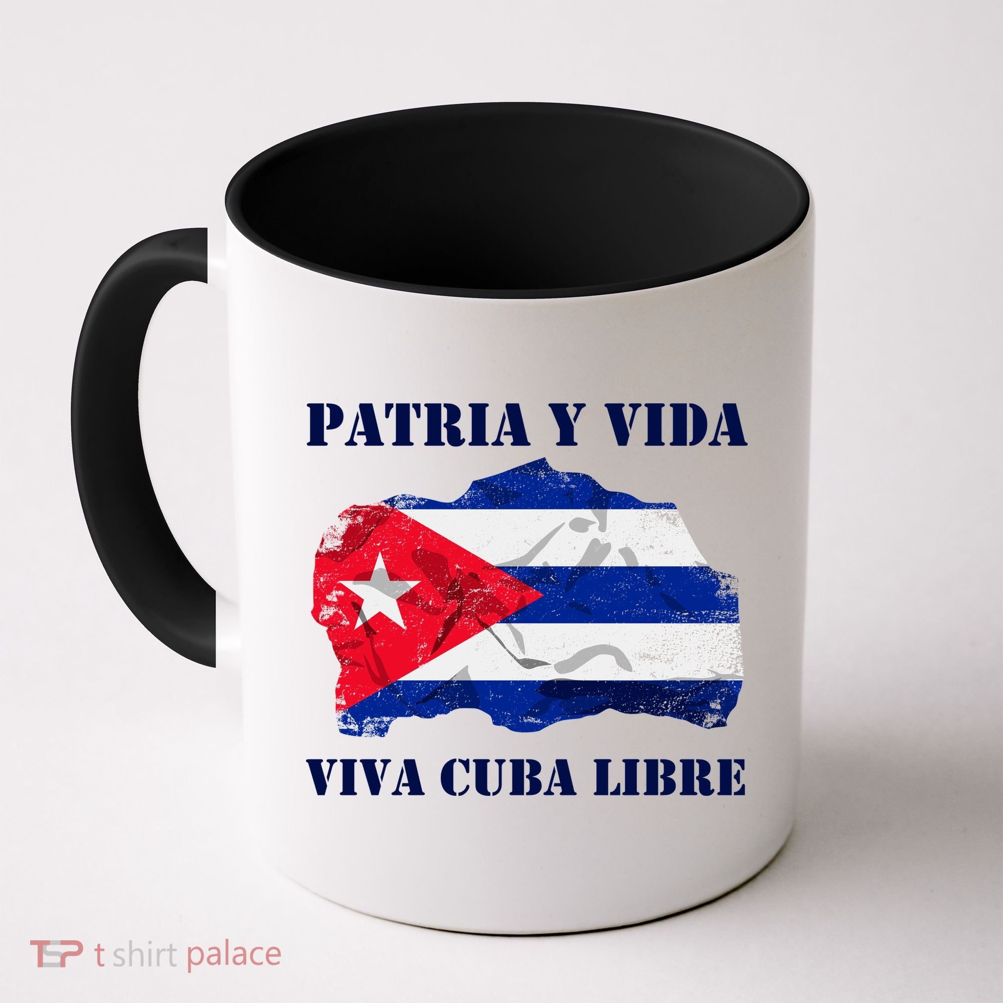Patria Y Vida Viva Cuba Libre Distressed Cuban Flag Coffee Mug