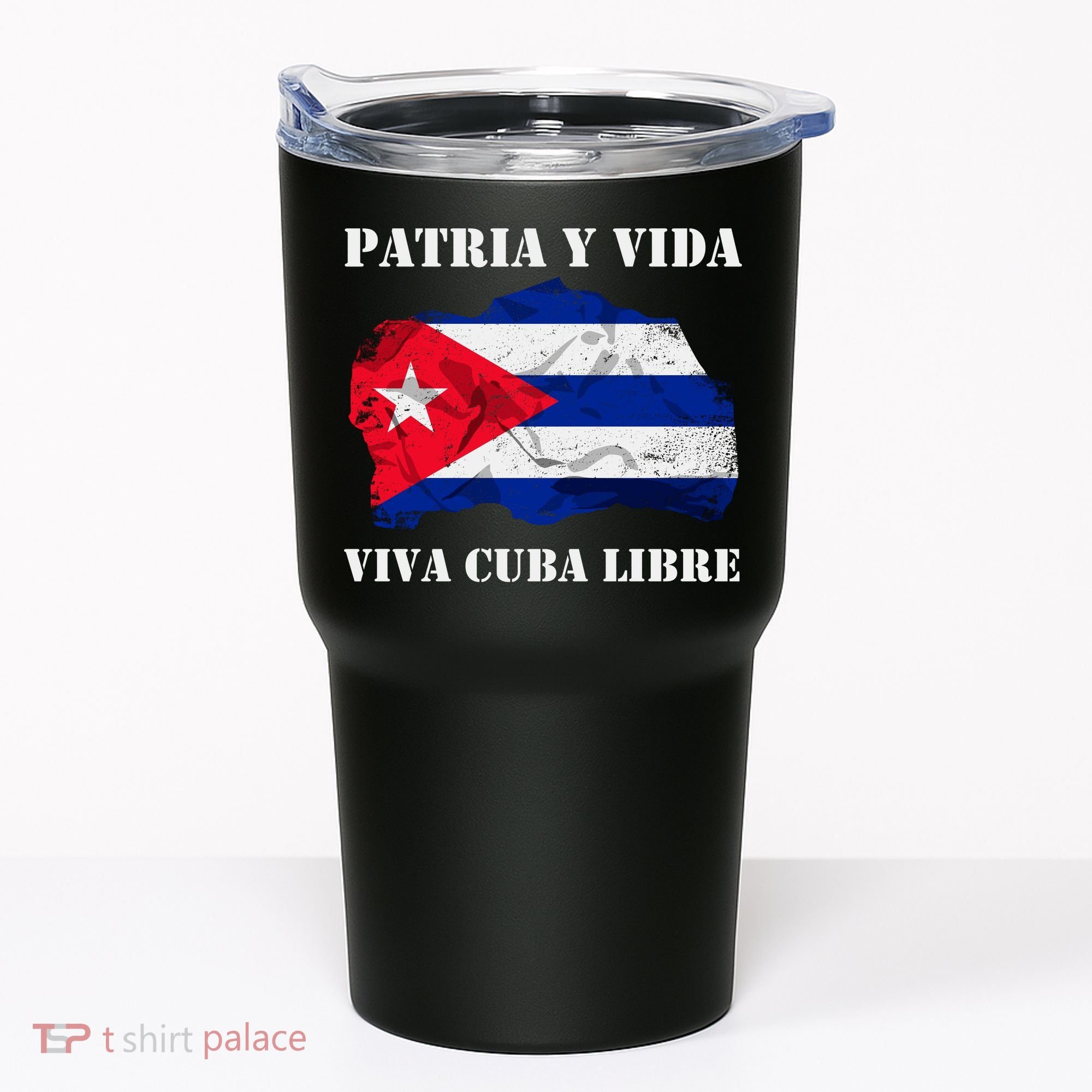 Patria Y Vida Viva Cuba Libre Distressed Cuban Flag Tumbler