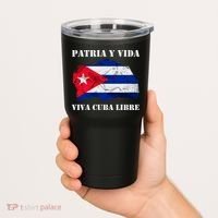 Patria Y Vida Viva Cuba Libre Distressed Cuban Flag Tumbler thumb 2