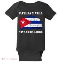 Patria Y Vida Viva Cuba Libre Distressed Cuban Flag Baby Bodysuit thumb 0