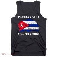 Patria Y Vida Viva Cuba Libre Distressed Cuban Flag Tank Top thumb 0