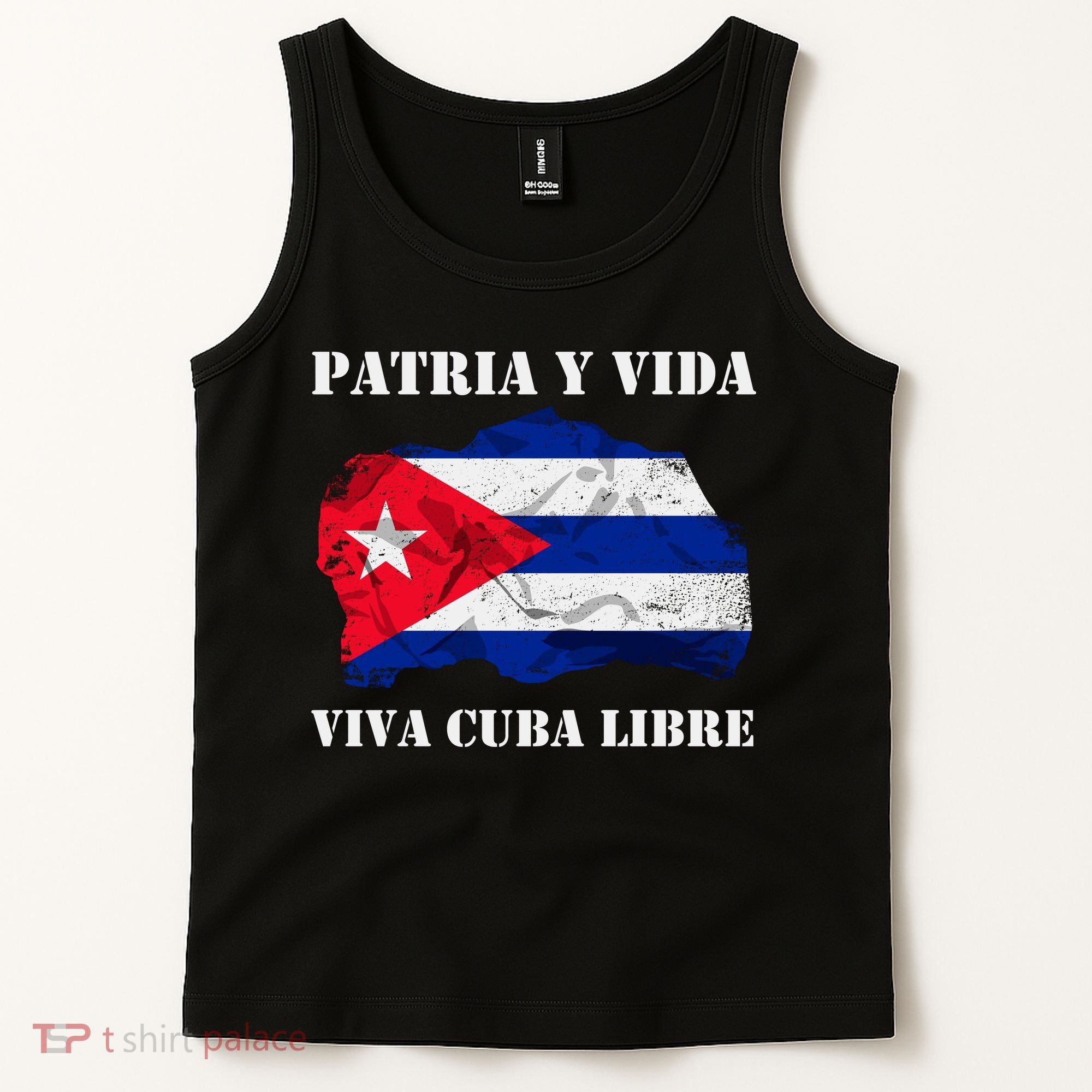 Patria Y Vida Viva Cuba Libre Distressed Cuban Flag Tank Top
