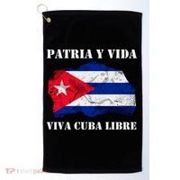 Patria Y Vida Viva Cuba Libre Distressed Cuban Flag Golf Towel thumb 0