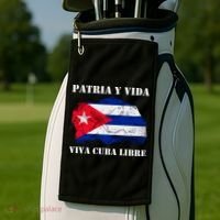 Patria Y Vida Viva Cuba Libre Distressed Cuban Flag Golf Towel thumb 2