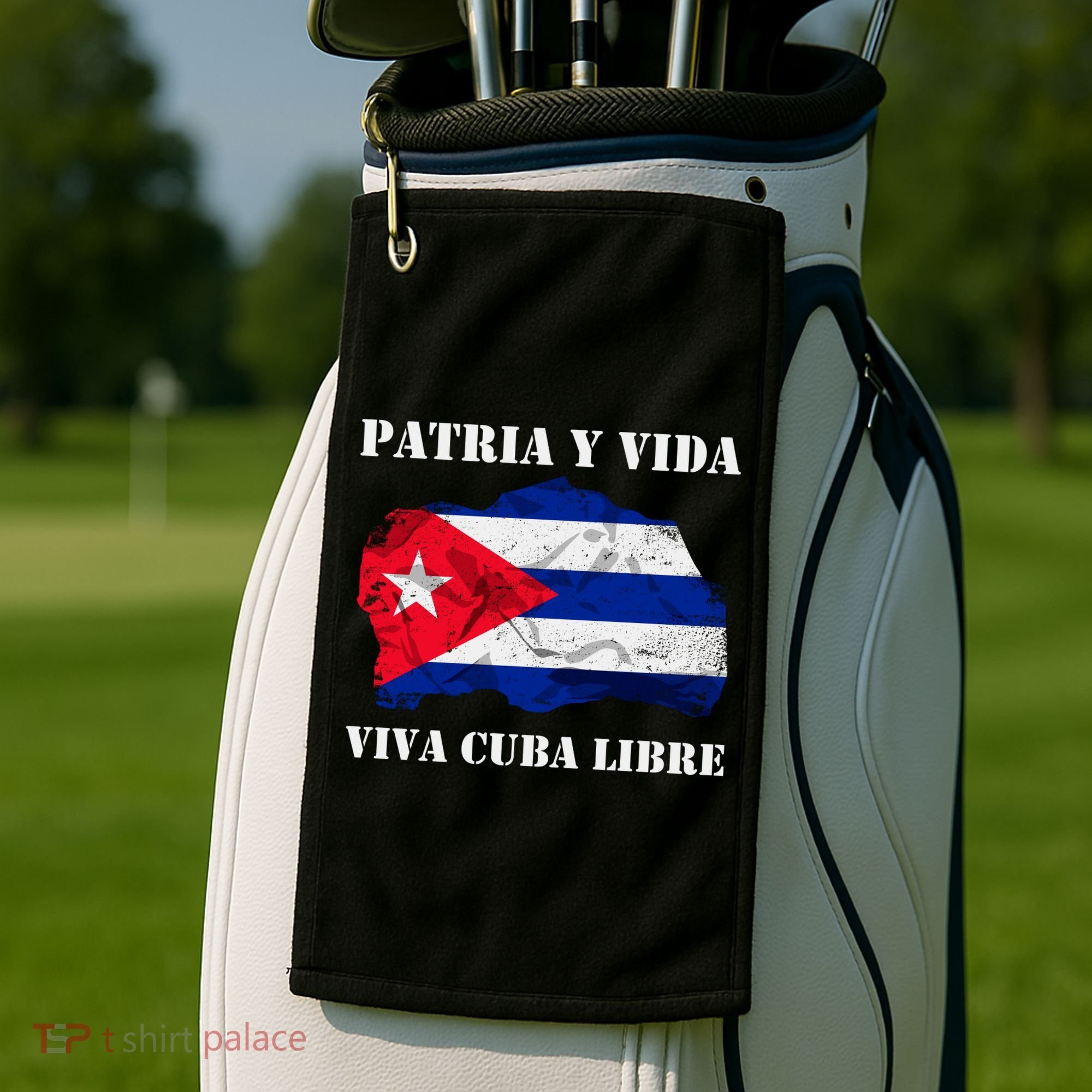 Patria Y Vida Viva Cuba Libre Distressed Cuban Flag Golf Towel