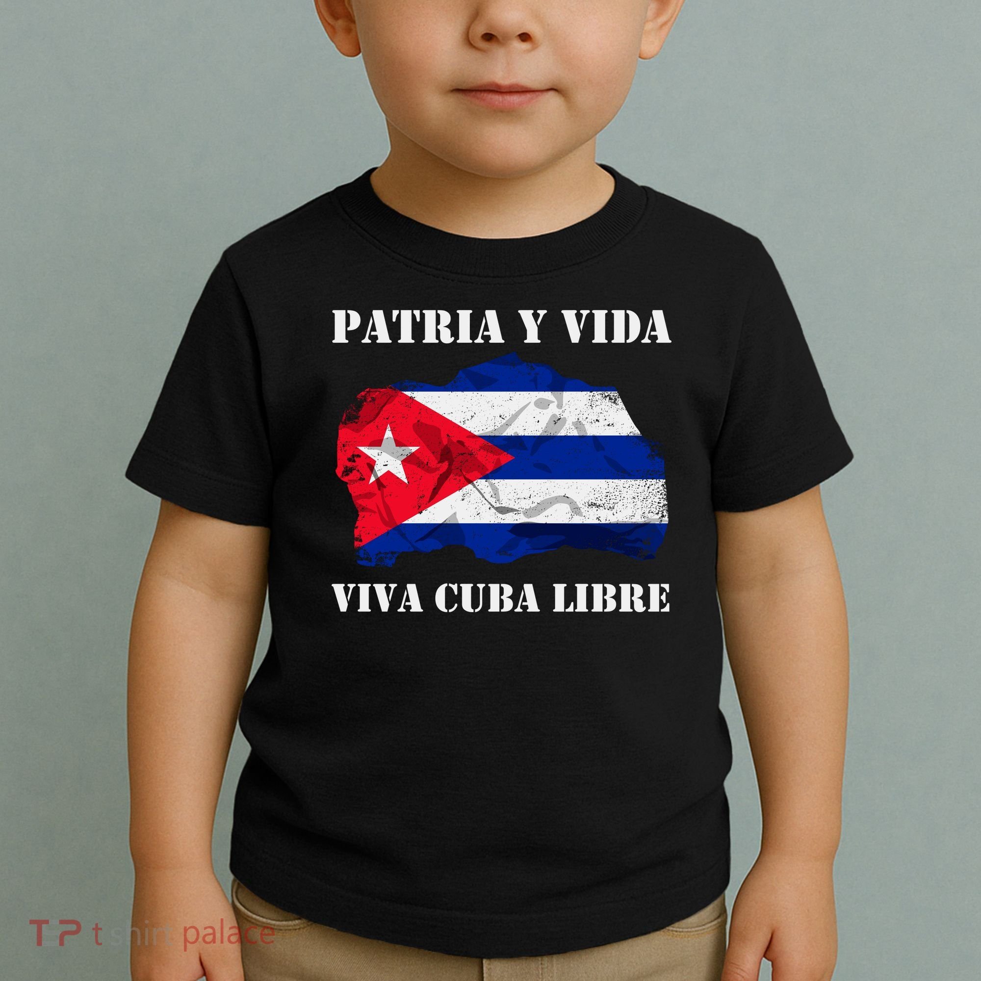 Patria Y Vida Viva Cuba Libre Distressed Cuban Flag Toddler T-Shirt