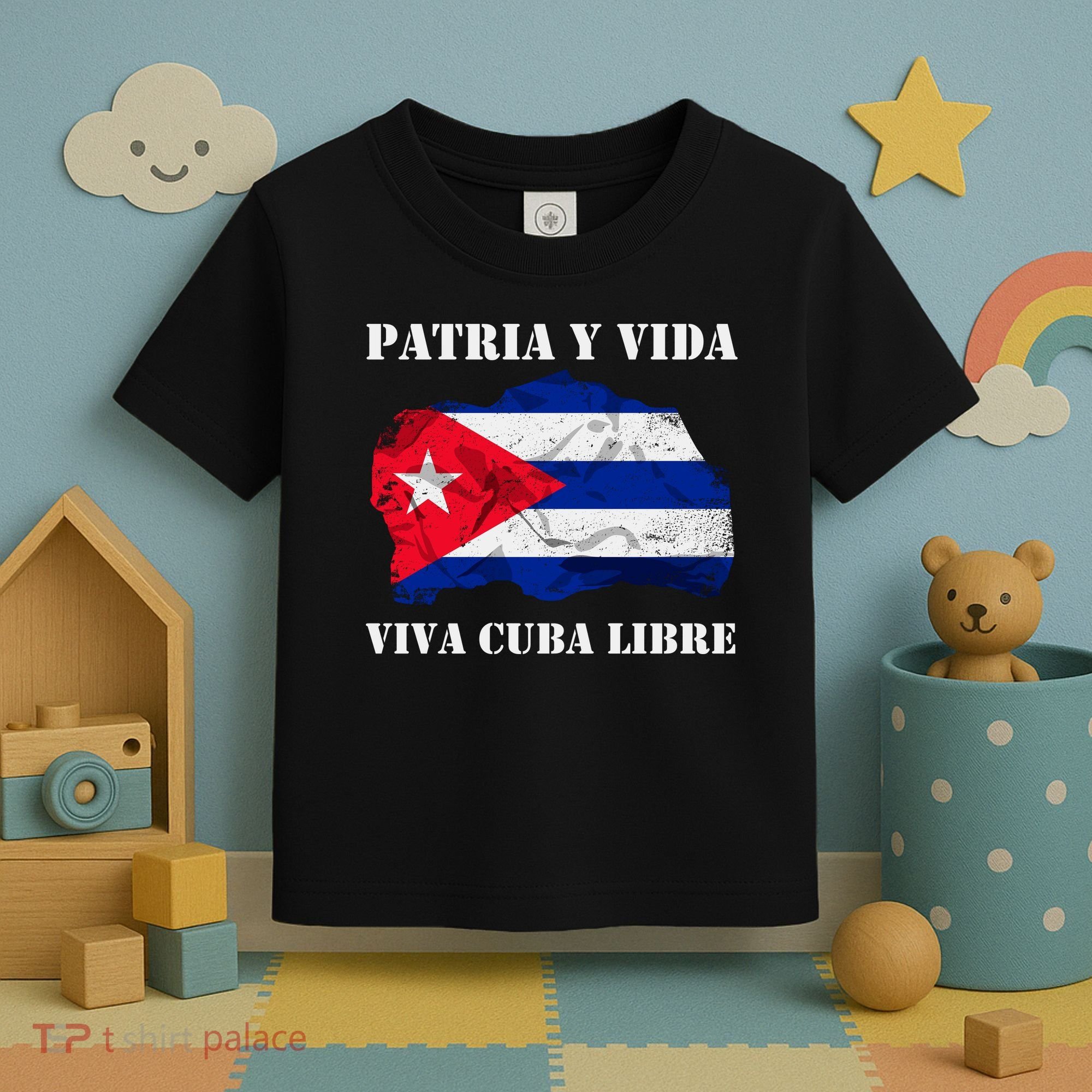 Patria Y Vida Viva Cuba Libre Distressed Cuban Flag Toddler T-Shirt