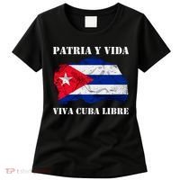 Patria Y Vida Viva Cuba Libre Distressed Cuban Flag Women's T-Shirt thumb 0