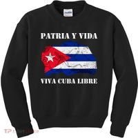 Patria Y Vida Viva Cuba Libre Distressed Cuban Flag Kids Sweatshirt thumb 0