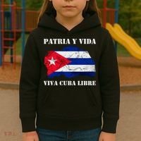 Patria Y Vida Viva Cuba Libre Distressed Cuban Flag Kids Hoodie thumb 3