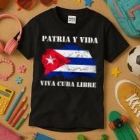 Patria Y Vida Viva Cuba Libre Distressed Cuban Flag Kids T-Shirt thumb 3