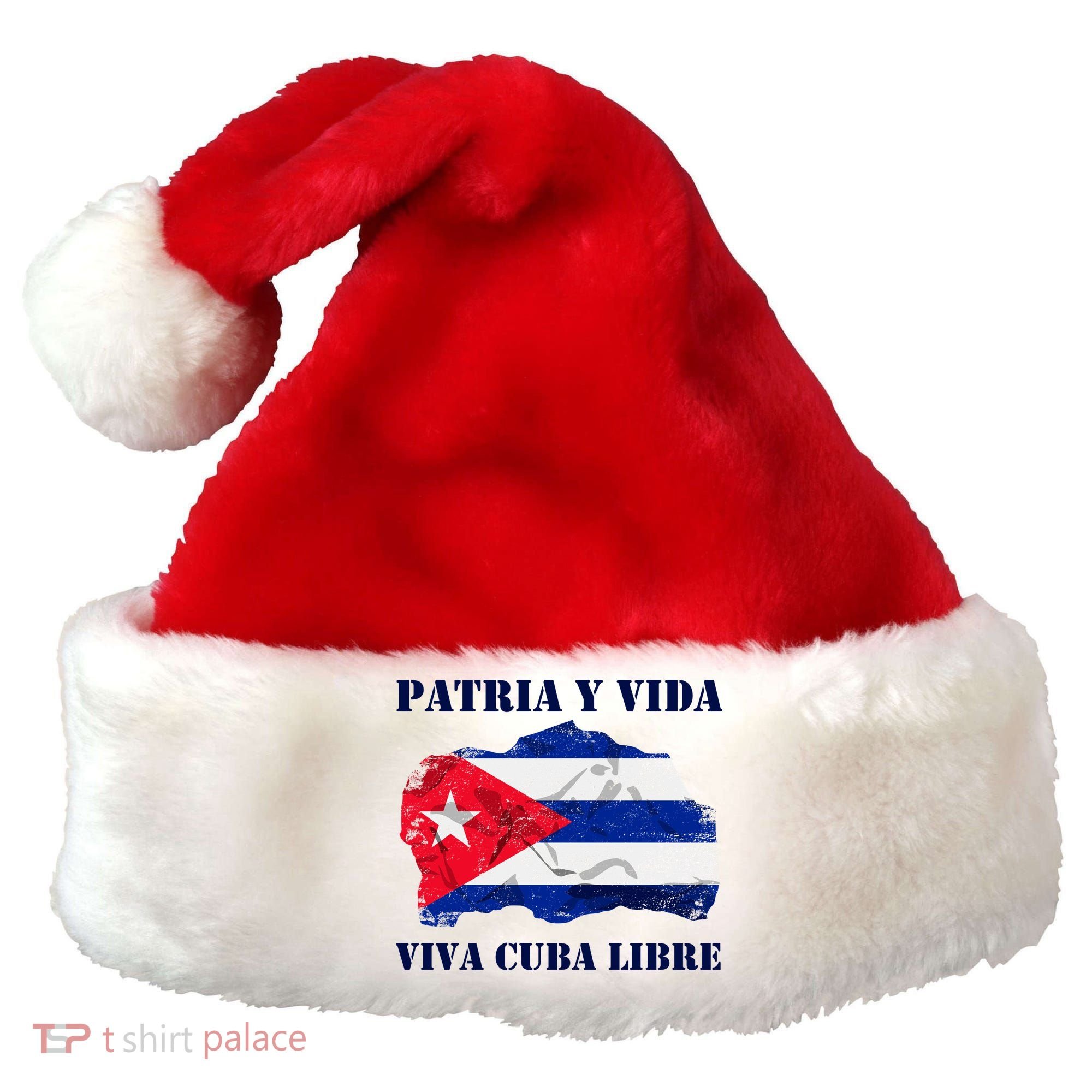 Patria Y Vida Viva Cuba Libre Distressed Cuban Flag Santa Hat