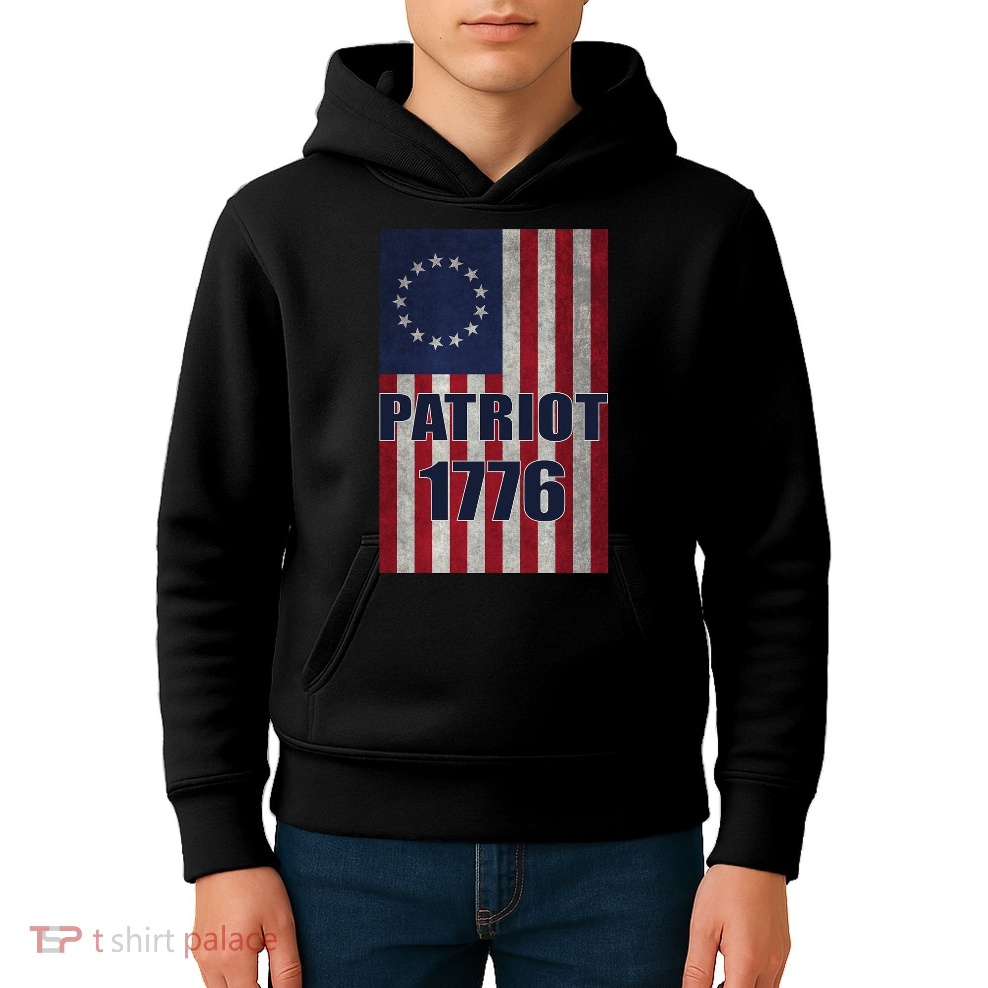 Patriot Betsy Ross Flag 1776 Kids Hoodie