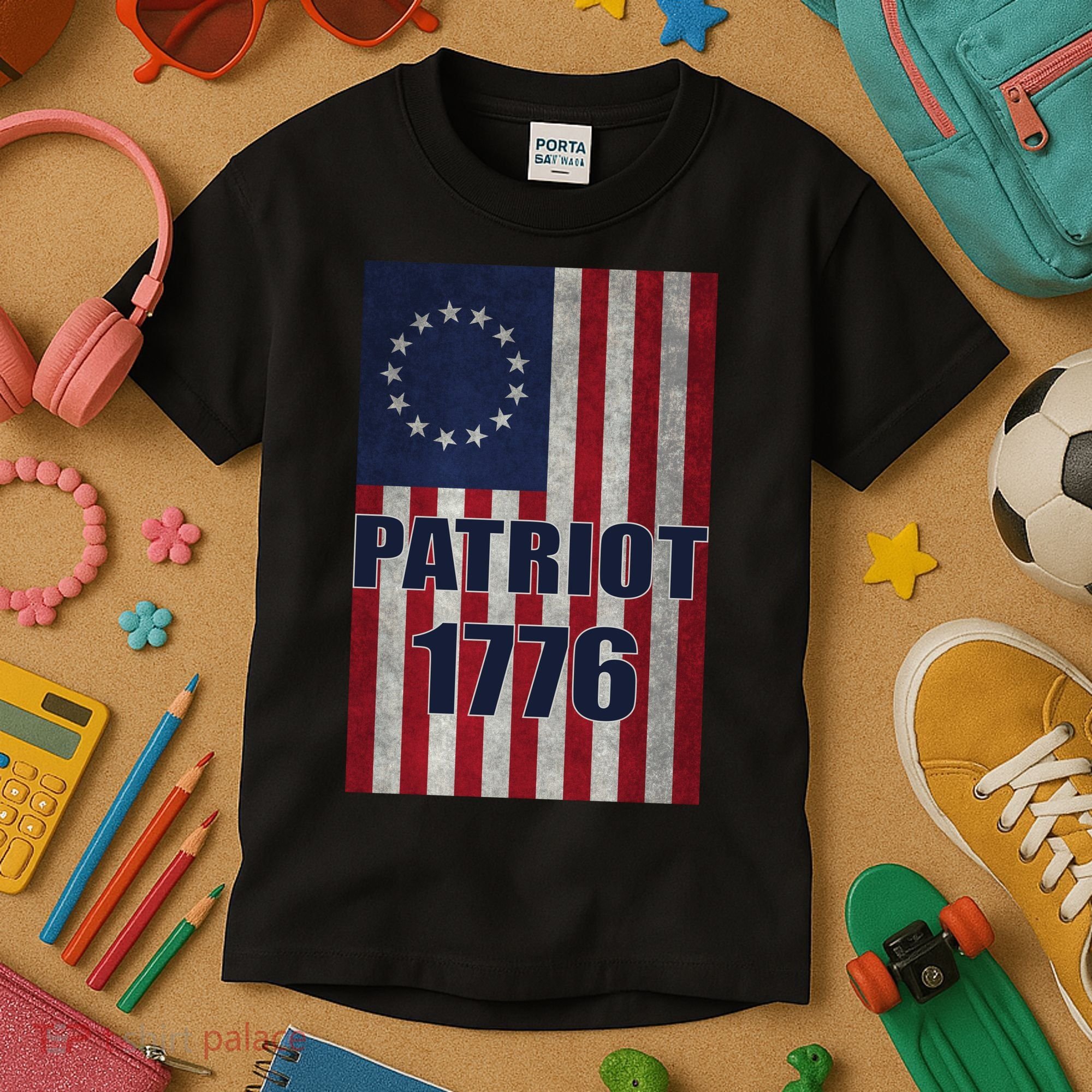 Patriot Betsy Ross Flag 1776 Kids T-Shirt