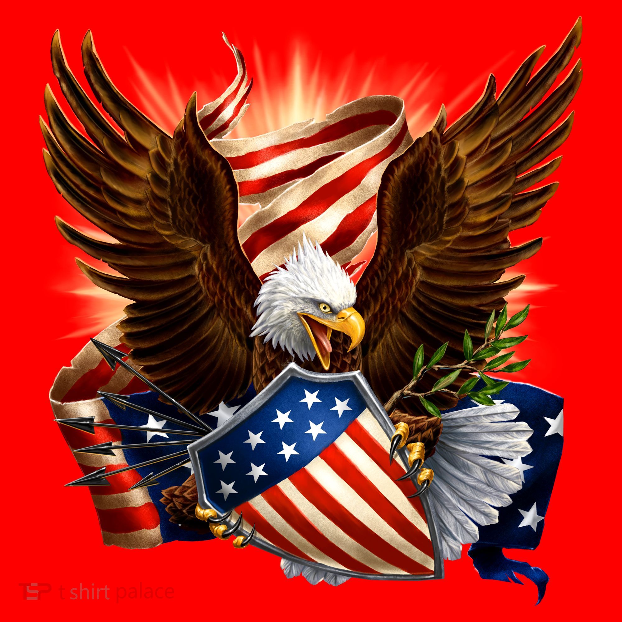 Patriot Eagle American Shield Santa Hat