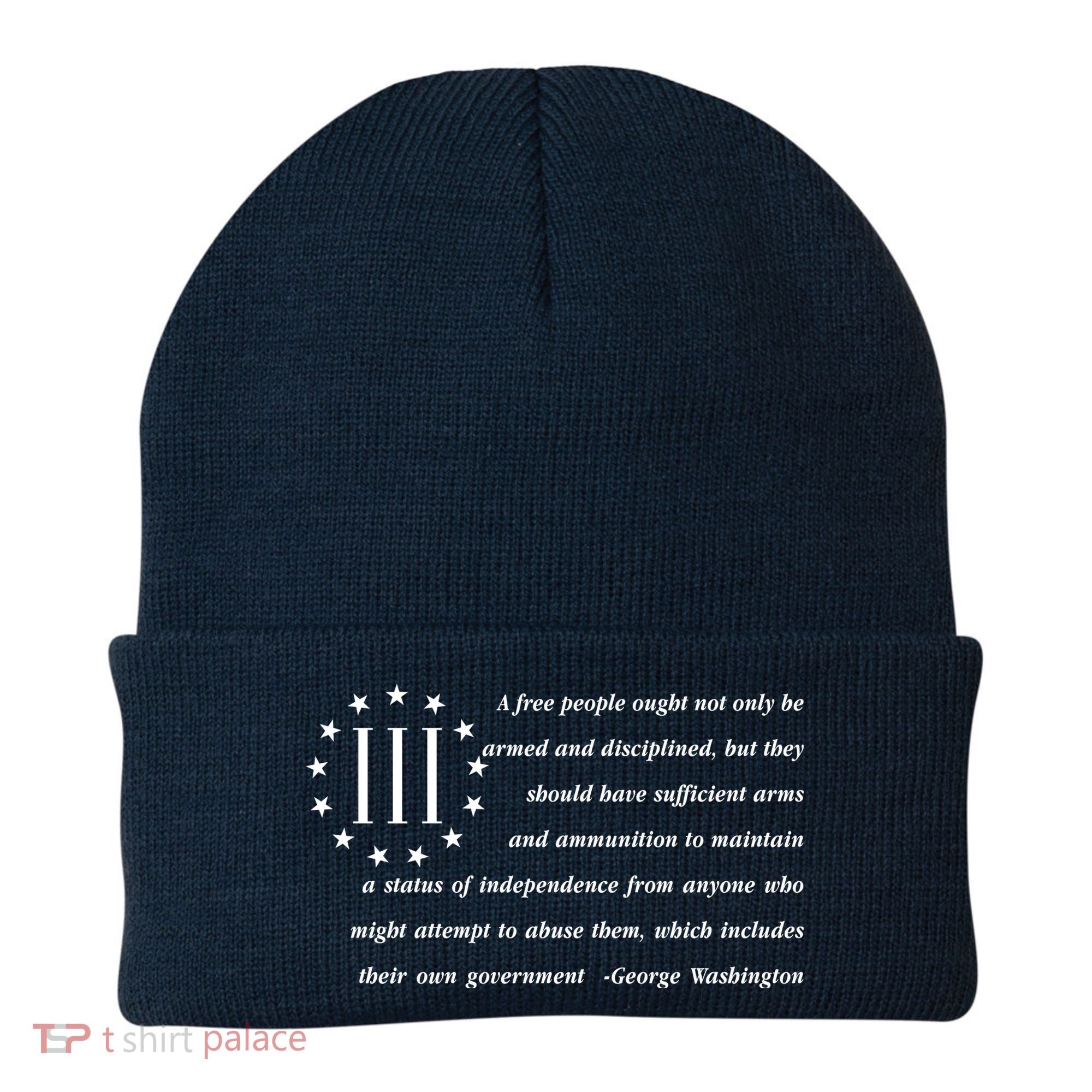 Patriot George Washington American Flag Quote Beanie