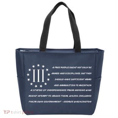 Patriot George Washington Flag Quote Tote Bag