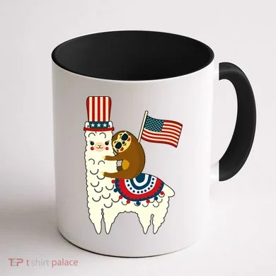 Patriot Sloth Llama Coffee Mug back
