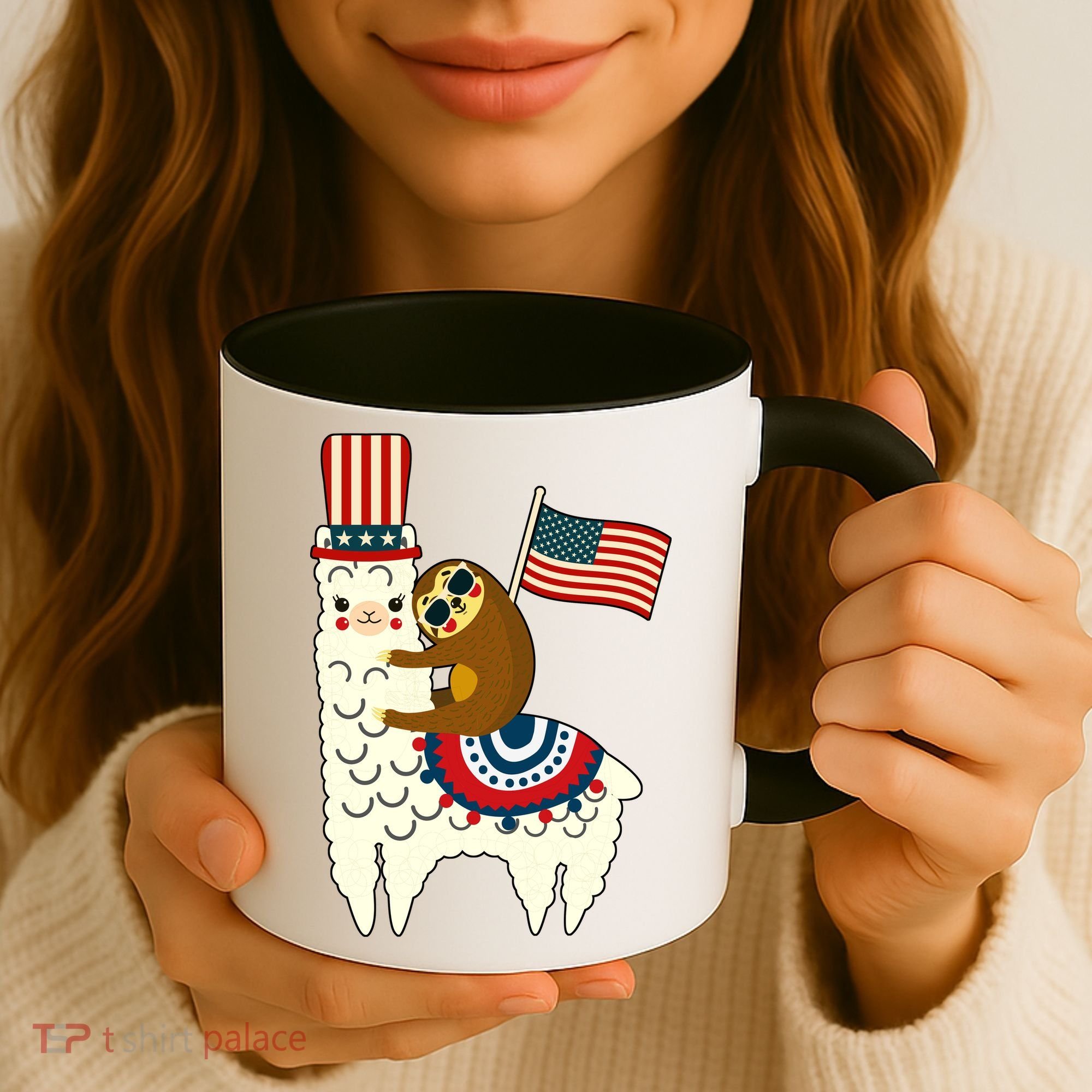Patriot Sloth Llama Coffee Mug