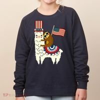Patriot Sloth Llama Women's Sweatshirt thumb 0