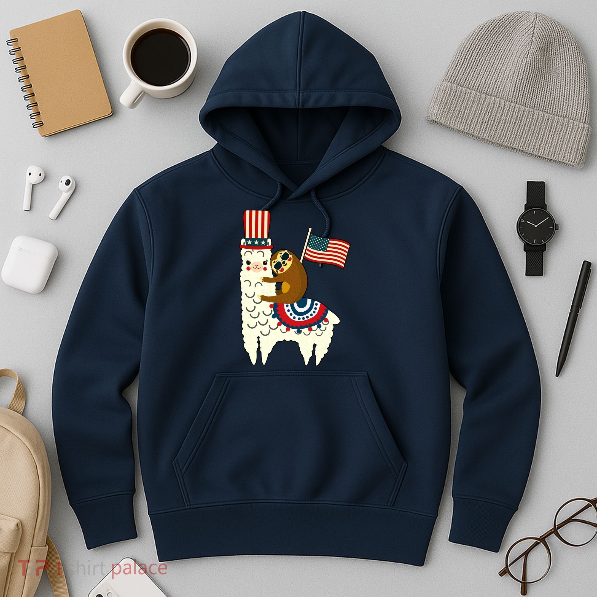 Patriot Sloth Llama Hoodie