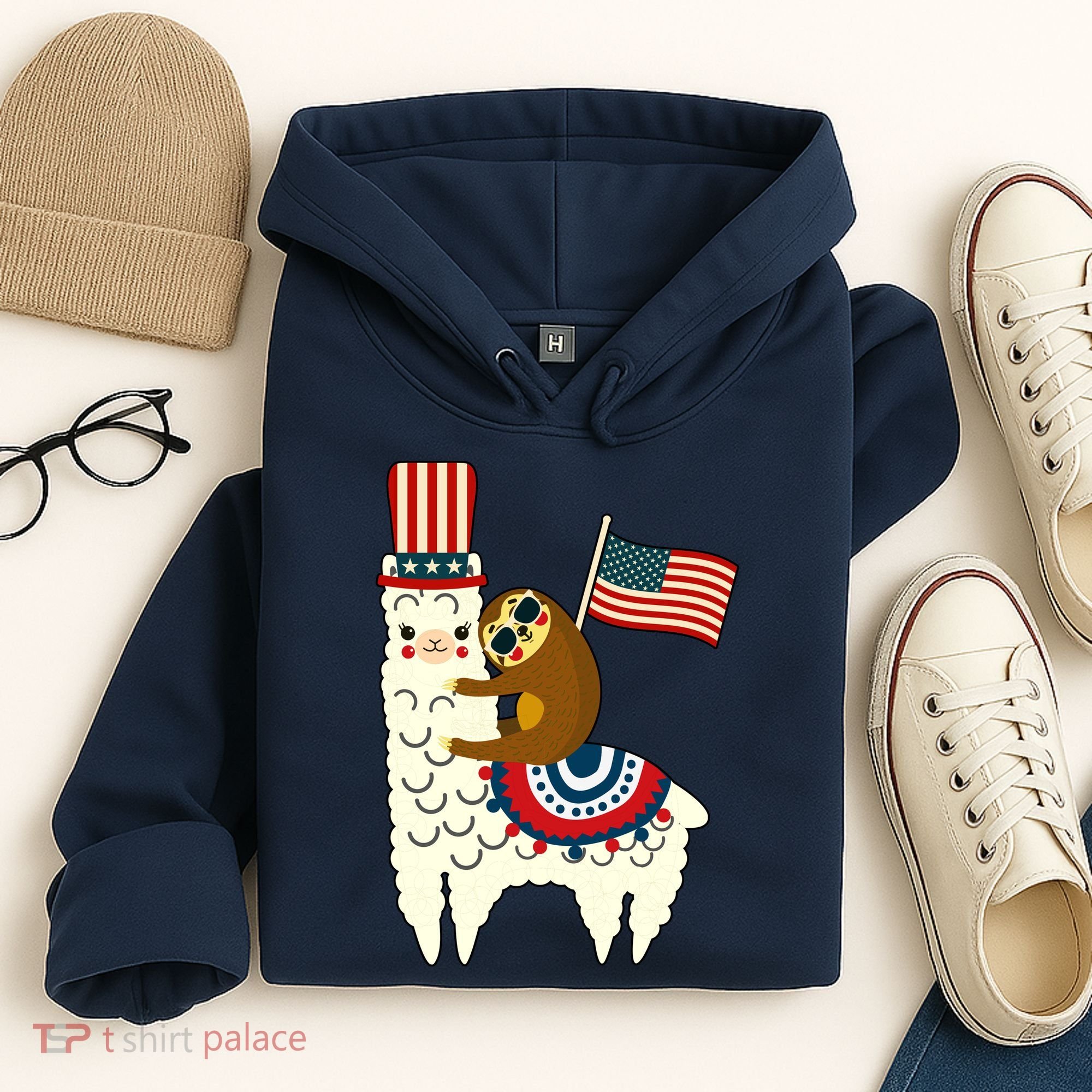 Patriot Sloth Llama Hoodie