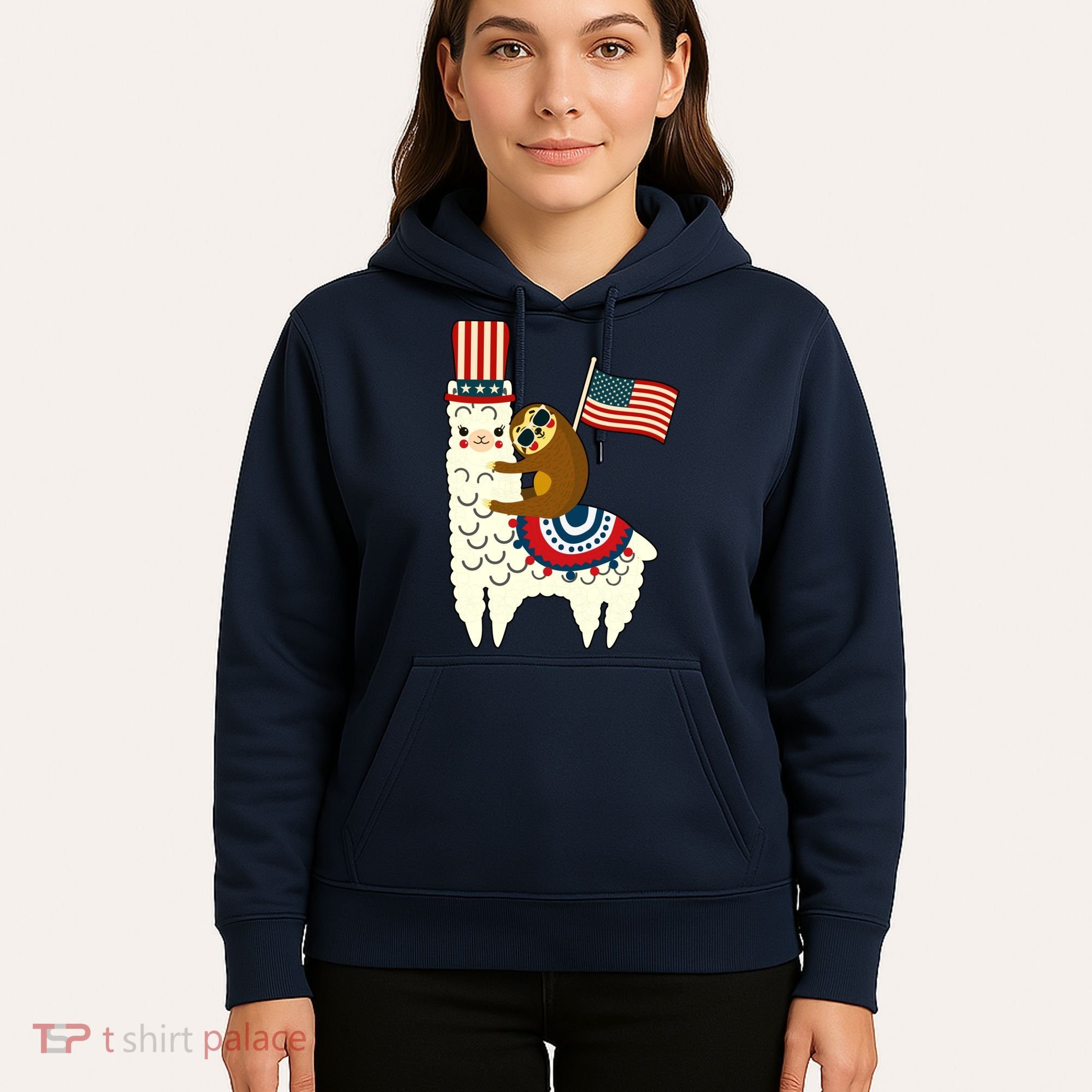 Patriot Sloth Llama Hoodie