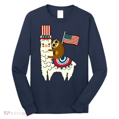 Patriot Sloth Llama Long Sleeve Shirt