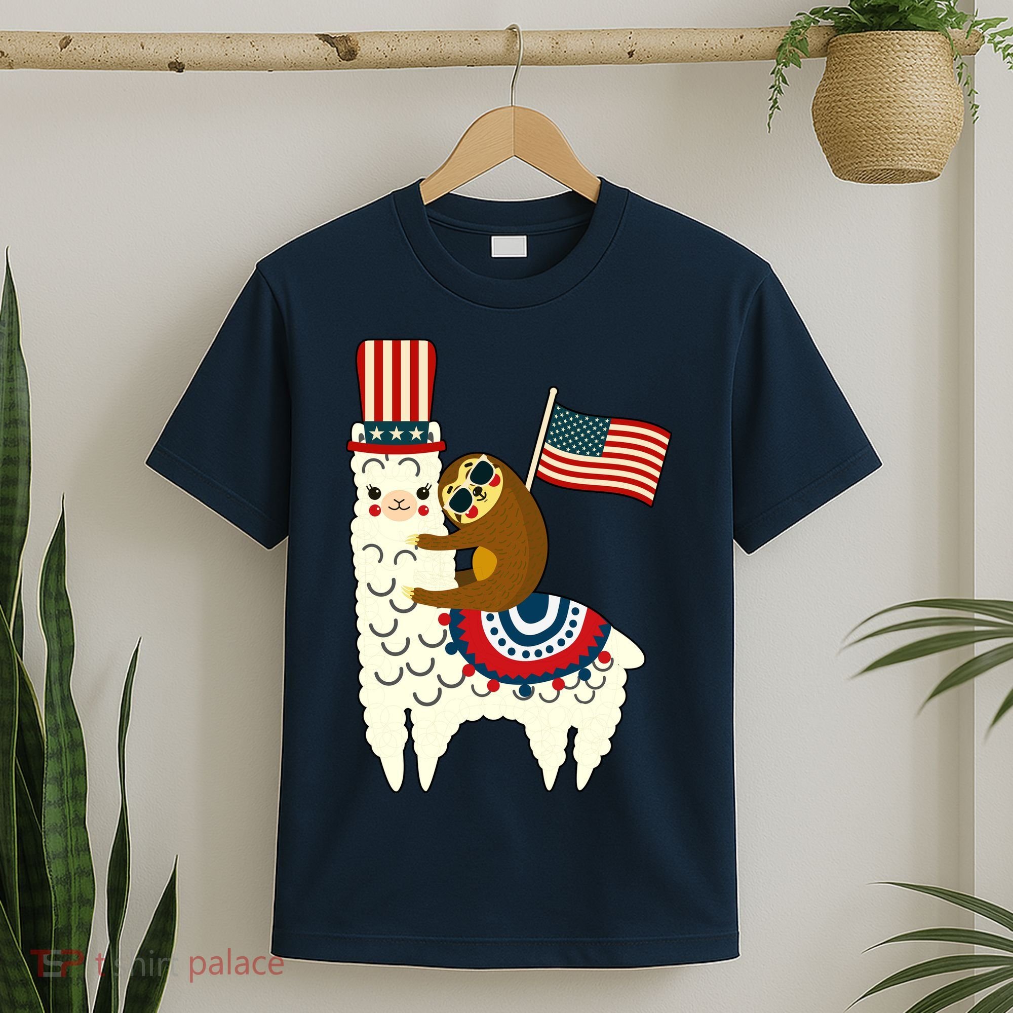 Patriot Sloth Llama T-Shirt