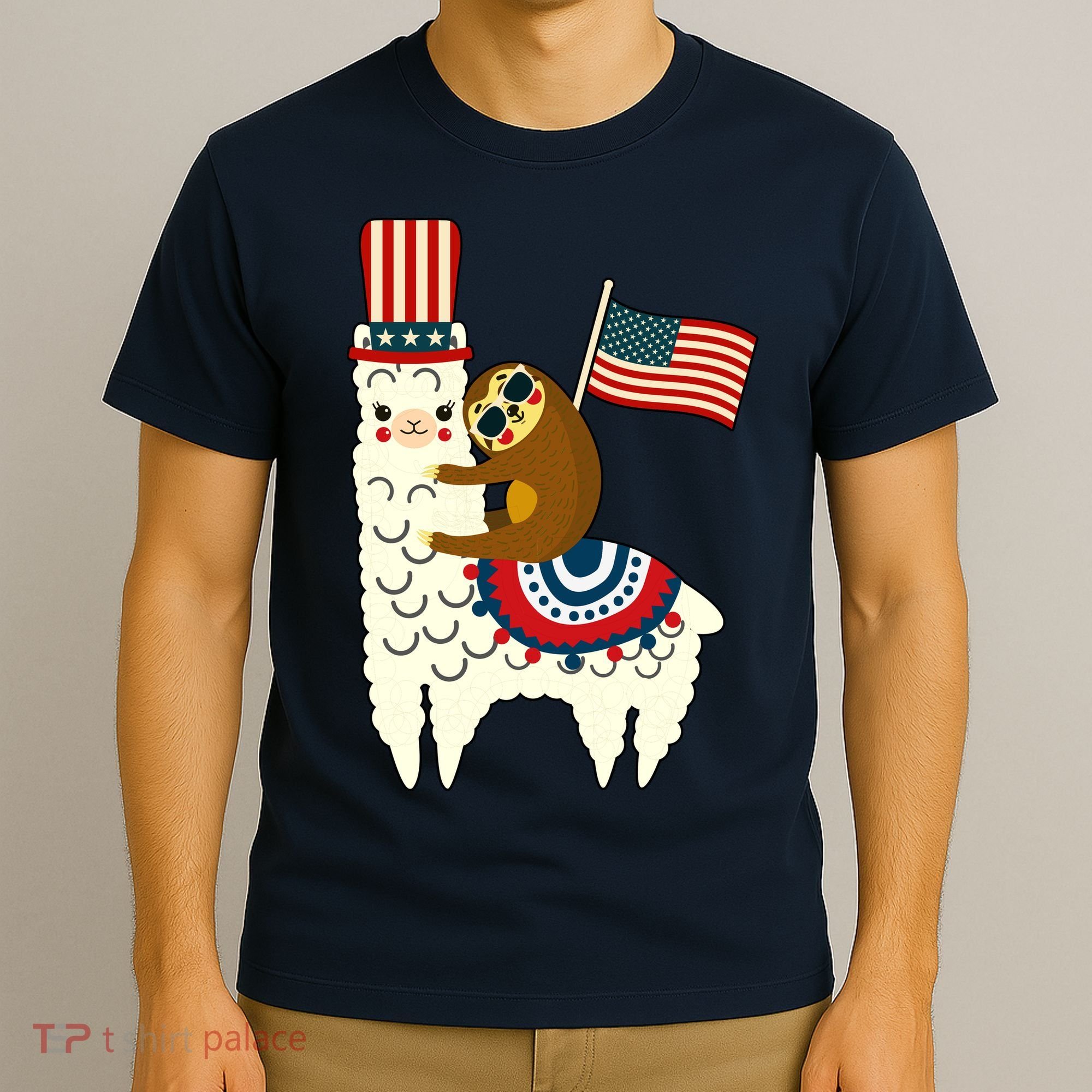 Patriot Sloth Llama T-Shirt