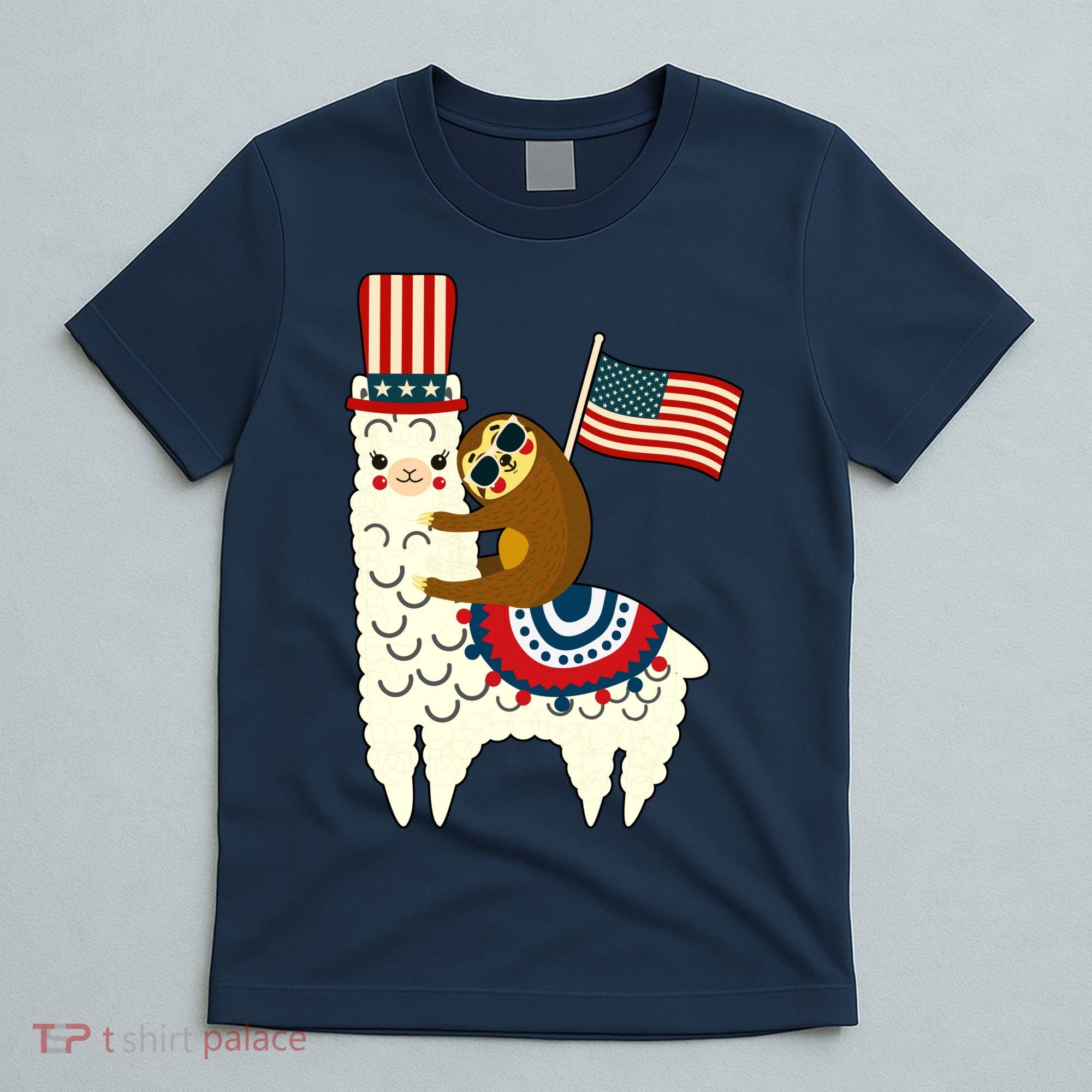 Patriot Sloth Llama T-Shirt