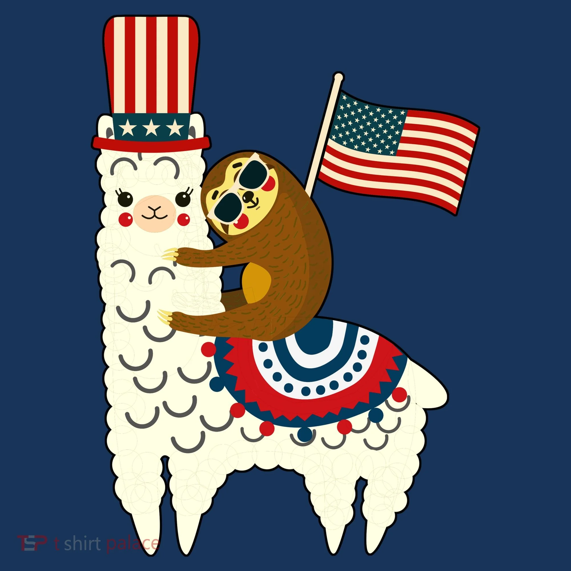 Patriot Sloth Llama Bucket Hat